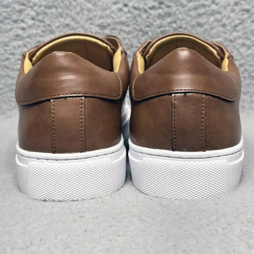 Ace Marks Brett Mens Size 10 Faux Leather‎ Sneakers Shoes Brown Cognac